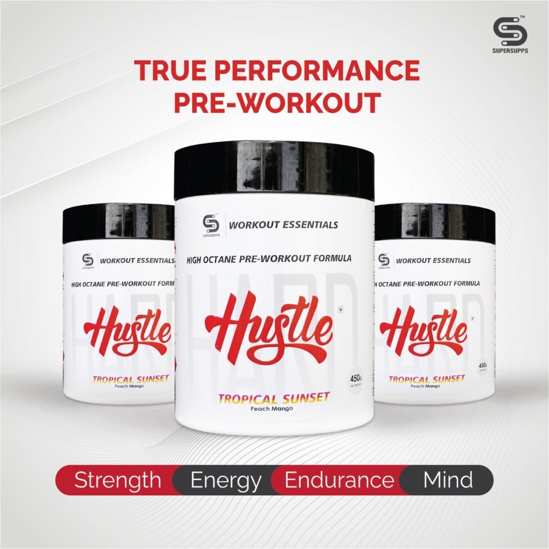 HUSTLE PREWORKOUT, NET WT.450GM. SUPERSUPPS
